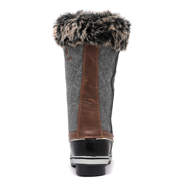 Mid-Calf Fur Snow Boots - BLACK GREY - 4